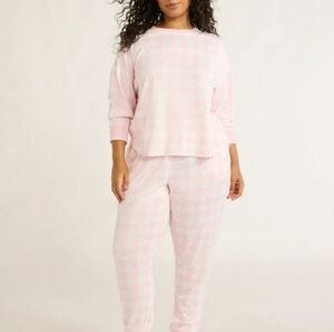 Joyspun Houndstooth Top, Joggers and Socks Pajama Gift Set, 3-Piece